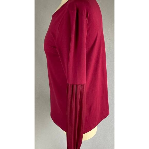 Simply Vera Vera Wang Raspberry Pink Crewneck Puff Sleeve Top Polyester Small - Picture 7 of 9